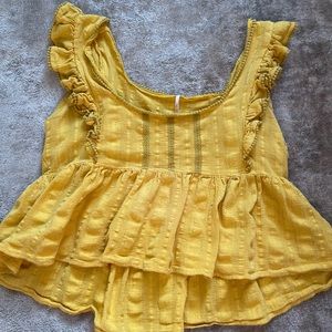 Yellow Free People Peplum Crop Top
